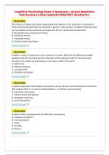 Cognitive Psychology Exam 2 Questions &vert; Actual Questions&NewLine;And Answers Latest Updated 2026&sol;2027 &lpar;Graded A&plus;&rpar;