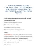 NUR 265 ADVANCED NURSING&NewLine;CONCEPTS - EXAM 3 PREP QUESTIONS&NewLine;AND ANSWERS &vert; 2026&sol;2027 UPDATE &vert;&NewLine;100&percnt; CORRECT - GALEN COLLEGE OF&NewLine;NURSING&period;