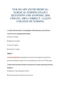 NUR 265 ADVANCED MEDICAL-&NewLine;SURGICAL NURSING EXAM 2&NewLine;QUESTIONS AND ANSWERS &vert; 2026&NewLine;UPDATE &vert; 100&percnt; CORRECT - GALEN&NewLine;COLLEGE OF NURSING&period;