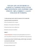 NUR 265 ADVANCED MEDICAL-&NewLine;SURGICAL NURSING FINAL EXAM&NewLine;PREP QUESTIONS AND ANSWERS &vert; 2026&NewLine;UPDATE &vert; 100&percnt; CORRECT - GALEN&NewLine;COLLEGE OF NURSING&period;