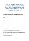 NUR 265 ADVANCED MEDICAL-&NewLine;SURGICAL NURSING EXAM PREP&NewLine;QUESTIONS AND ANSWERS &vert; 2026&NewLine;UPDATE &vert; 100&percnt; CORRECT - GALEN&NewLine;COLLEGE OF NURSING&period;