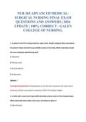 NUR 265 ADVANCED MEDICAL-&NewLine;SURGICAL NURSING FINAL EXAM&NewLine;QUESTIONS AND ANSWERS &vert; 2026&NewLine;UPDATE &vert; 100&percnt; CORRECT - GALEN&NewLine;COLLEGE OF NURSING&period;