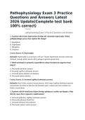Pathophysiology Exam 3 Practice Questions and Answers Latest 2026 Update&lpar;Complete test bank 100&percnt; correct&rpar;