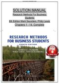 Solutions Manual for For Research Methods for Business Students Mark Saunders &lpar;8th Edition&rpar; - Graded A&plus; Comprehe&period;&period;&period;