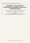 Firefighter I Comprehensive Certification&NewLine;&vert; International Fire Service Training Association &sol; National Fire Protection Association&NewLine;&vert; Academic Year 2026&sol;2027&NewLine;&vert; Comprehensive Certification Examination&NewLine;&vert; 150 Verified Questions and Correct Answer Rational