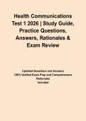 Health Communications Test 1 2026 &vert; Study Guide&comma; Practice Questions&comma; Answers&comma; Rationales & Exam Review&NewLine;&NewLine;