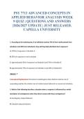 PSY 7713 ADVANCED CONCEPTS IN&NewLine;APPLIED BEHAVIOR ANALYSIS WEEK&NewLine;9 QUIZ &vert; QUESTIONS AND ANSWERS&NewLine;&vert;2026&sol;2027 UPDATE &vert; JUST RELEASED&period;&NewLine;CAPELLA UNIVERSITY
