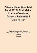 Arts and Humanities Quick Recall 2026 &vert; Study Guide&comma; Practice Questions&comma; Answers&comma; Rationales & Exam Review&NewLine;&NewLine;