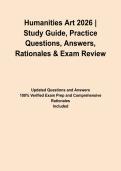 Humanities Art 2026 &vert; Study Guide&comma; Practice Questions&comma; Answers&comma; Rationales & Exam Review