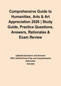 Comprehensive Guide to Humanities&comma; Arts & Art Appreciation 2026 &vert; Study Guide&comma; Practice Questions&comma; Answers&comma; Rationales & Exam Review