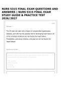 NURS 5315 FINAL EXAM QUESTIONS AND ANSWERS &vert; NURS 5315 FINAL EXAM STUDY GUIDE & PRACTICE TEST 2026&sol;2027