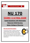 NU 170 Exams 1-3 & Final Exam &lpar;Latest 2026&sol;2027&rpar; Galen Maternal Child Nursing &ndash; Actual Questions & Answers &lpar;A&plus; Graded&rpar; &vert; Updated PDF