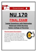 NU 170 Final Exam &lpar;Latest 2026&sol;2027&rpar; Galen Maternal Child Nursing &ndash; Actual Questions & Answers &lpar;A&plus; Graded&rpar; &vert; Updated PDF