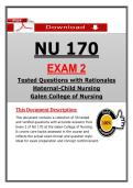 NU 170 Exam 2 &lpar;Latest 2026&sol;2027&rpar; Galen Maternal Child Nursing &ndash; Actual Questions & Answers &lpar;A&plus; Graded&rpar; &vert; Updated PDF