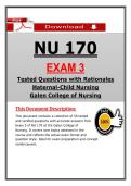 NU 170 Exam 3 &lpar;Latest 2026&sol;2027&rpar; Galen Maternal Child Nursing &ndash; Actual Questions & Answers &lpar;A&plus; Graded&rpar; &vert; Updated PDF
