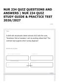 NUR 234 QUIZ QUESTIONS AND ANSWERS &vert; NUR 234 QUIZ STUDY GUIDE & PRACTICE TEST 2026&sol;2027