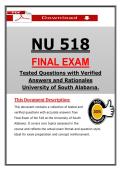 NU 518 Final Exam &lpar;Latest 2026&sol;2027&rpar; Advanced Health Assessment &ndash; Actual Questions & Answers &lpar;University of South Alabama&rpar;