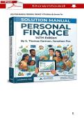 SOLUTION MANUAL Personal Finance&comma; 14th Edition By E&period; Thomas Garman&comma; Chapter 1 - 17 newest edition Complete Solutions