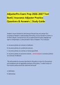 AdjusterPro Exam Prep 2026&ndash;2027 Test &NewLine;Bank&vert; Insurance Adjuster Practice &NewLine;Questions & Answers &vert; Study Guide &NewLine;