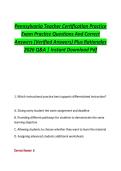 Pennsylvania Teacher Certification Practice &NewLine;Exam Practice Questions And Correct &NewLine;Answers &lpar;Verified Answers&rpar; Plus Rationales &NewLine;2026 Q&A &vert; Instant Download Pdf