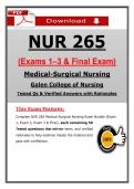 NUR 265 Exams 1-3 & Final &lpar;Latest 2026&sol;2027&rpar; Galen Medical-Surgical Nursing &ndash; Actual Questions & Answers &lpar;A&plus; Graded&rpar; &vert; Updated PDF