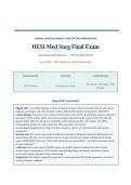 HESI MED SURG FINAL ACTUAL EXAM 2026&sol;2027 &vert; Latest Questions & Verified Answers &vert; Medical-Surgical Nursing Certification Prep &vert; Pass Guaranteed - A&plus; Graded&NewLine;&NewLine;