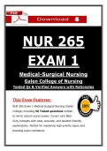 Galen NUR 265 Exam 1 &ndash; Medical-Surgical Nursing &lpar;Newest 2026&sol;2027&rpar; PDF &vert; 100&percnt; Correct