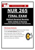Galen NUR 265 Final Exam &ndash; Medical-Surgical Nursing &lpar;Newest 2026&sol;2027&rpar; PDF &vert; 100&percnt; Correct