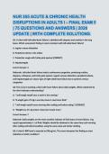 NUR 355 Acute & Chronic Health Disruptions in Adults I &ndash; Final Exam 5 &vert; 2026 Update &vert; 75 Questions and Answers with Complete Solutions