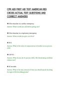 CPR AED FIRST AID TEST AMERICAN RED&NewLine;CROSS ACTUAL TEST QUESTIONS AND&NewLine;CORRECT ANSWERS&NewLine;