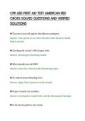 CPR AED FIRST AID TEST AMERICAN RED&NewLine;CROSS SOLVED QUESTIONS AND VERIFIED&NewLine;SOLUTIONS&NewLine;