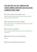 CPR AED FIRST AID TEST AMERICAN RED&NewLine;CROSS VERIFIED QUESTIONS AND SOLUTIONS&NewLine;COMPLETE STUDY GUIDE&NewLine;