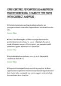 CPRP CERTIFIED PSYCHIATRIC REHABILITATION&NewLine;PRACTITIONER EXAM COMPLETE TEST PAPER&NewLine;WITH CORRECT ANSWERS&NewLine;