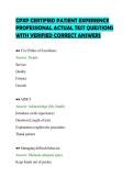 CPXP CERTIFIED PATIENT EXPERIENCE&NewLine;PROFESSIONAL ACTUAL TEST QUESTIONS&NewLine;WITH VERIFIED CORRECT ANSWERS&NewLine;