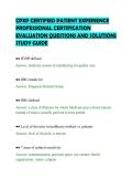 CPXP CERTIFIED PATIENT EXPERIENCE&NewLine;PROFESSIONAL CERTIFICATION&NewLine;EVALUATION QUESTIONS AND SOLUTIONS&NewLine;STUDY GUIDE