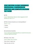 CPXP CERTIFIED PATIENT EXPERIENCE&NewLine;PROFESSIONAL COMPREHENSIVE&NewLine;QUESTIONS AND COMPLETE SOLUTIONS&NewLine;TEST PAPER&NewLine;