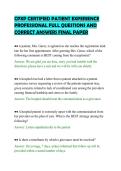 CPXP CERTIFIED PATIENT EXPERIENCE&NewLine;PROFESSIONAL FULL QUESTIONS AND&NewLine;CORRECT ANSWERS FINAL PAPER&NewLine;
