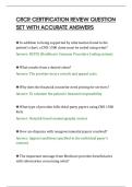 CRCR CERTIFICATION REVIEW QUESTION&NewLine;SET WITH ACCURATE ANSWERS