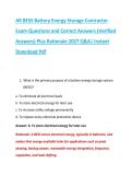 AR BESS Battery Energy Storage Contractor &NewLine;Exam Questions and Correct Answers &lpar;Verified &NewLine;Answers&rpar; Plus Rationale 2027 Q&A&vert; Instant &NewLine;Download Pdf