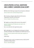 CRCR UPDATED ACTUAL QUESTIONS&NewLine;AND CORRECT ANSWERS EXAM SCRIPT