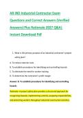 AR IND Industrial Contractor Exam &NewLine;Questions and Correct Answers &lpar;Verified &NewLine;Answers&rpar; Plus Rationale 2027 Q&A&vert; &NewLine;Instant Download Pdf
