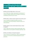 CRIMINAL INVESTIGATION EXAM&NewLine;PREPARATION TEST BANK WITH CORRECT&NewLine;ANSWERS&NewLine;