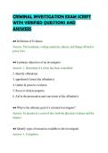 CRIMINAL INVESTIGATION EXAM SCRIPT&NewLine;WITH VERIFIED QUESTIONS AND&NewLine;ANSWERS&NewLine;