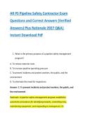 AR PS Pipeline Safety Contractor Exam &NewLine;Questions and Correct Answers &lpar;Verified &NewLine;Answers&rpar; Plus Rationale 2027 Q&A&vert; &NewLine;Instant Download Pdf