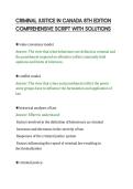 CRIMINAL JUSTICE IN CANADA 8TH EDITION&NewLine;COMPREHENSIVE SCRIPT WITH SOLUTIONS&NewLine;
