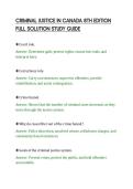 CRIMINAL JUSTICE IN CANADA 8TH EDITION&NewLine;FULL SOLUTION STUDY GUIDE&NewLine;