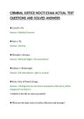 CRIMINAL JUSTICE NOCTI EXAM ACTUAL TEST&NewLine;QUESTIONS AND SOLVED ANSWERS&NewLine;
