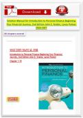 Introduction to Personal Finance 2nd Edition Solution Manual 2026&ndash;2027 &ndash; Chapters 1&ndash;10 &vert; Grable & Palmer