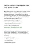 CRITICAL CARE HESI COMPREHENSIVE STUDY&NewLine;GUIDE WITH SOLUTIONS&NewLine;