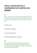 CRITICAL CARE HESI PRACTICE Q&NewLine;COMPREHENSIVE STUDY QUESTIONS AND&NewLine;ANSWERS&NewLine;